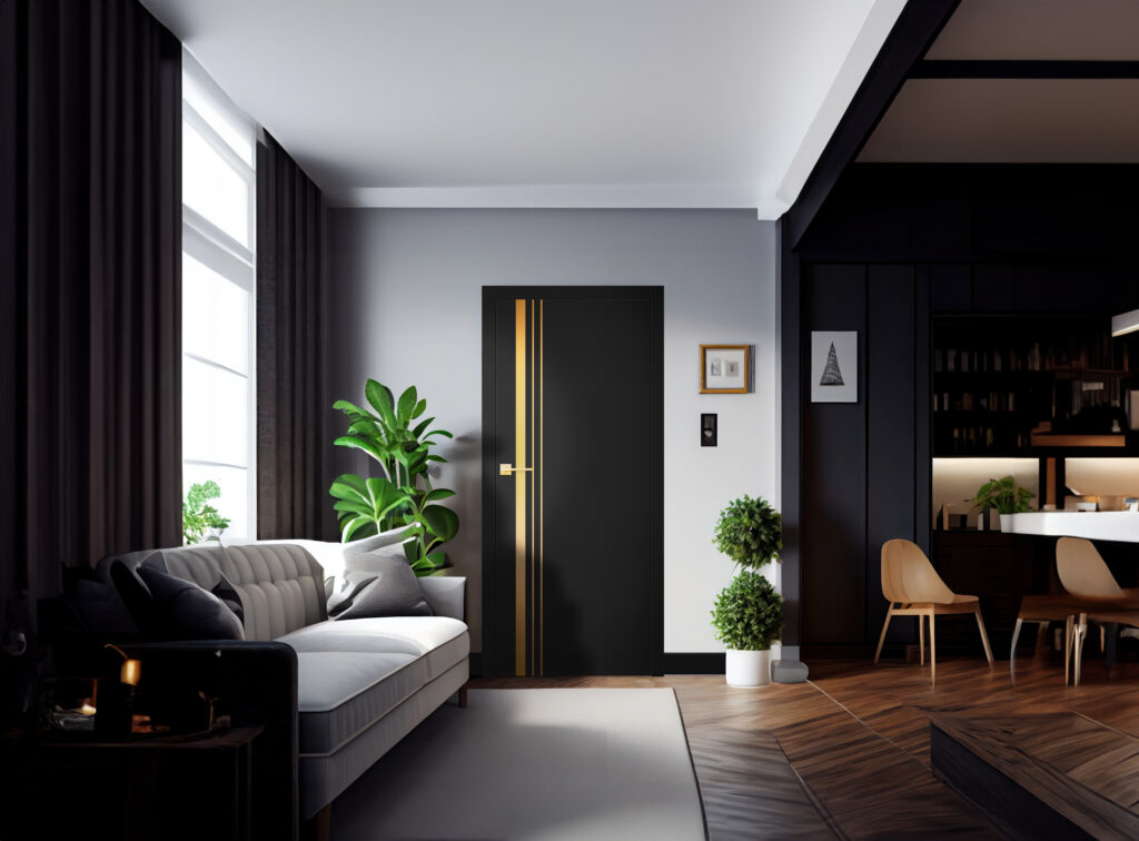 European Interior Door With Gold Inlay Lux 121